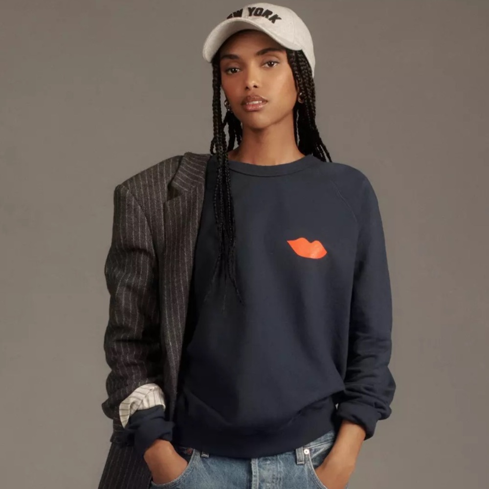 Clare V Lip Sweatshirt, Size Large